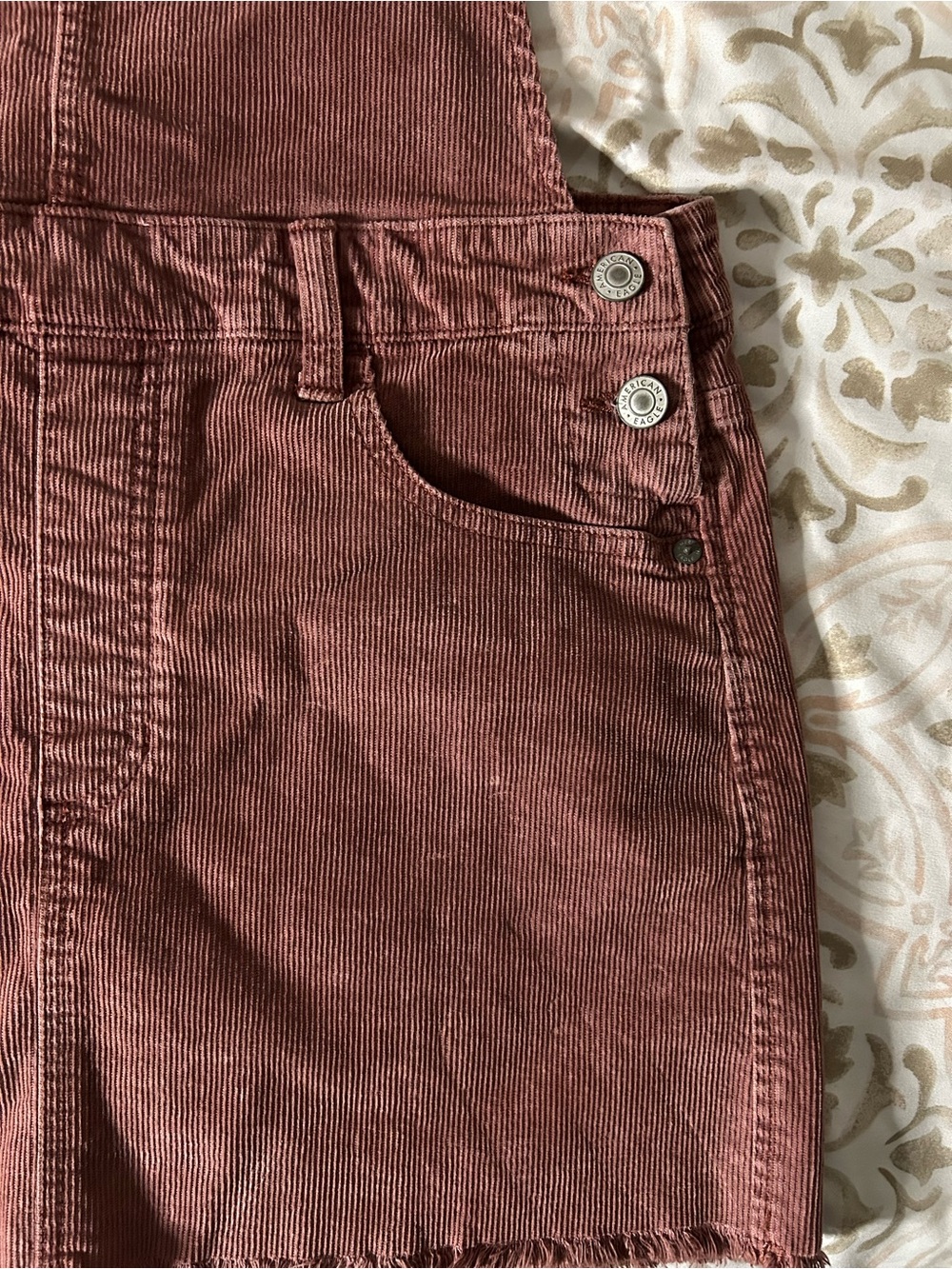 Burgundy AMERICAN EAGLE Corduroy Overall Skirt - Picture 7 of 14